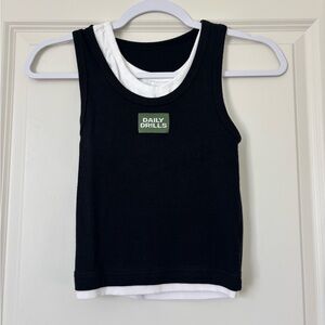 Daily Drills Layered Logo Tank - Black  XS/S